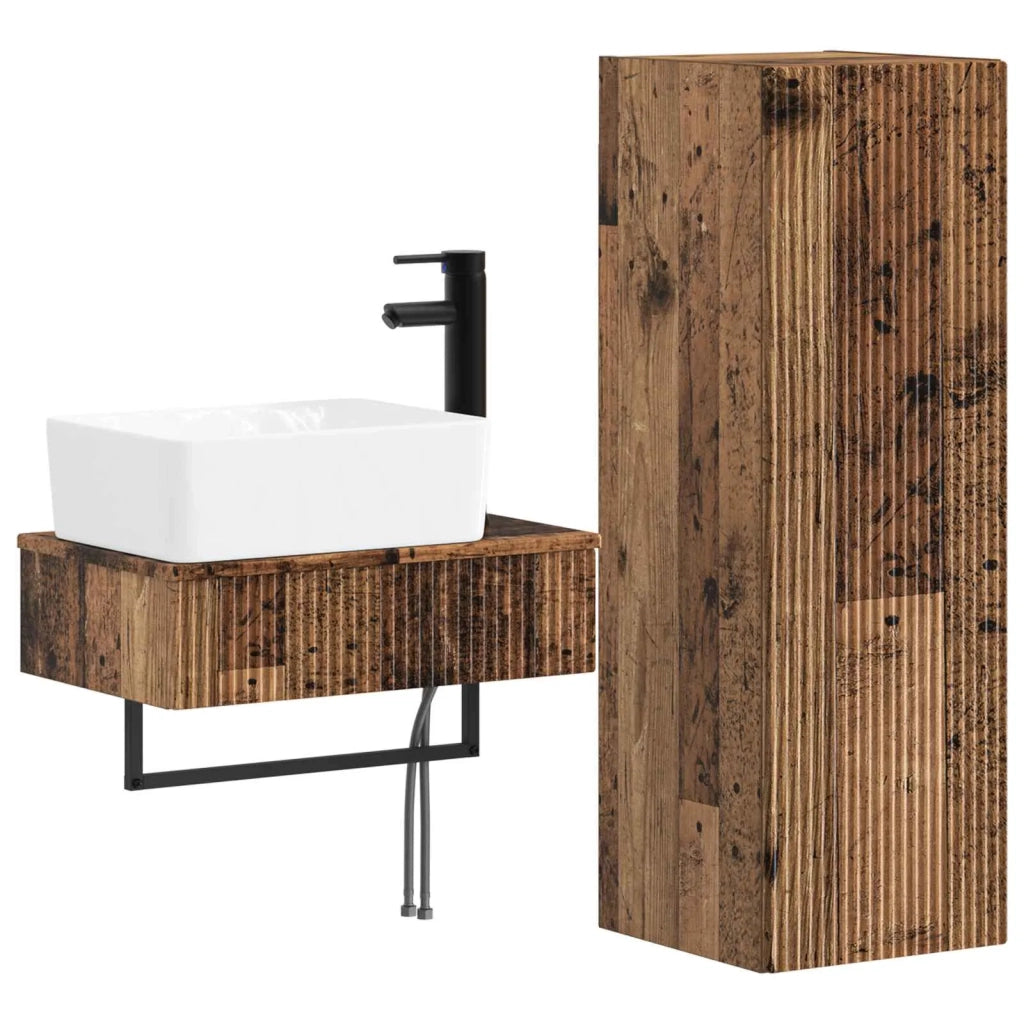 Set di mobili per il bagno 2 pz Legno antico 33 x 34,5 x 100 cm 3406111