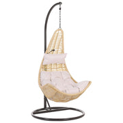 Sedia sospesa poltrona pensile in rattan beige PE altalena a forma di uovo in vimini rustico Boho
