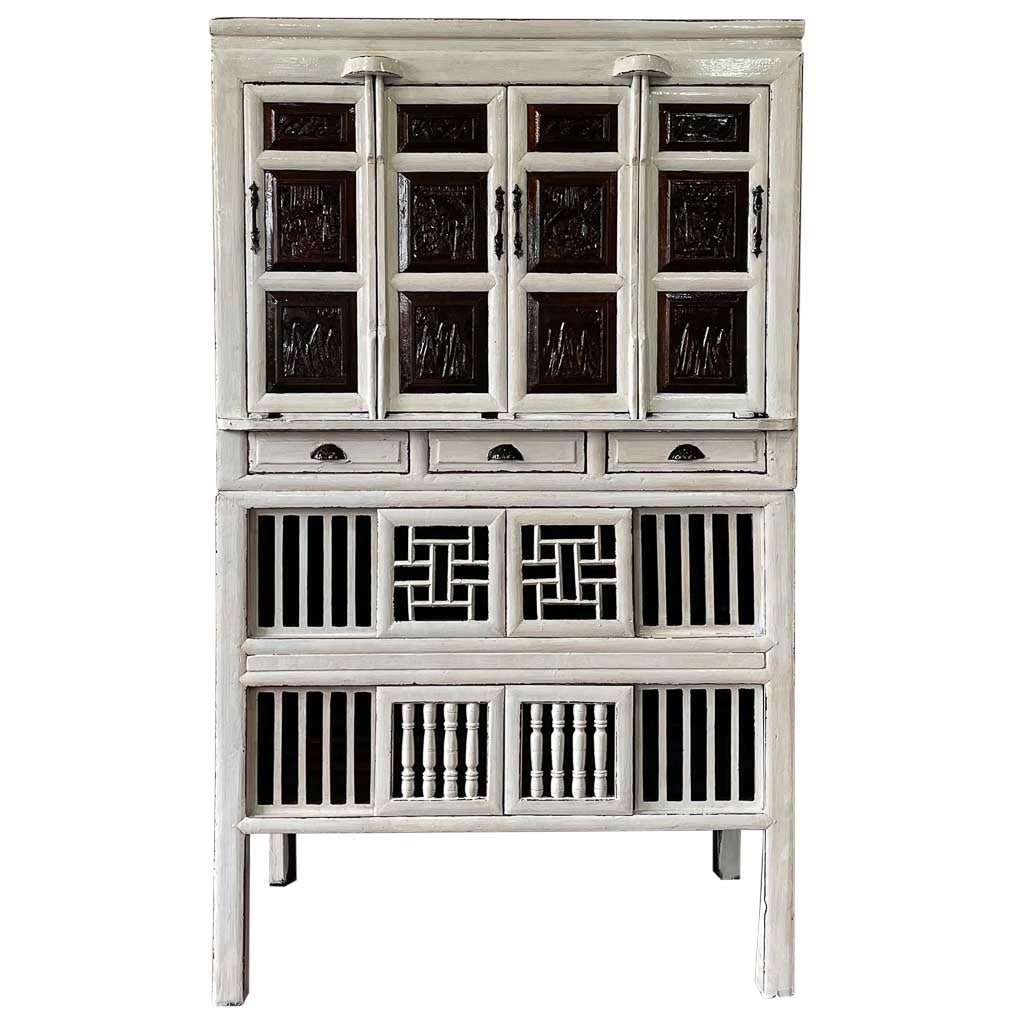Mobile in legno bianco rifinito a mano 96x42x175