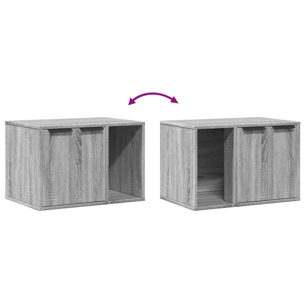 Mobiletto per lettiera per gatti in legno ingegnerizzato Sonoma grigio 02_0043333