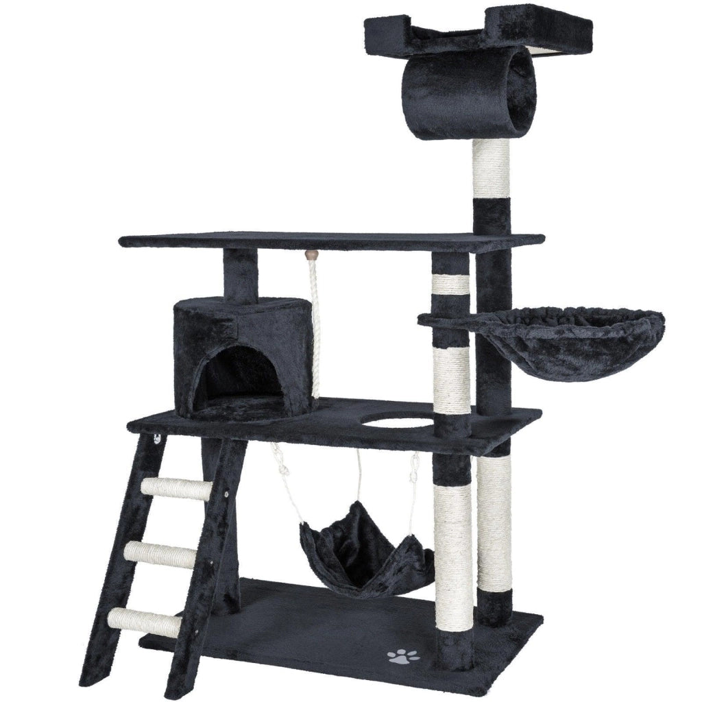 Tiragraffi albero per gatti cuccia per gatti giocattolo animale di peluche grigio scuro 141 cm 08_0000512