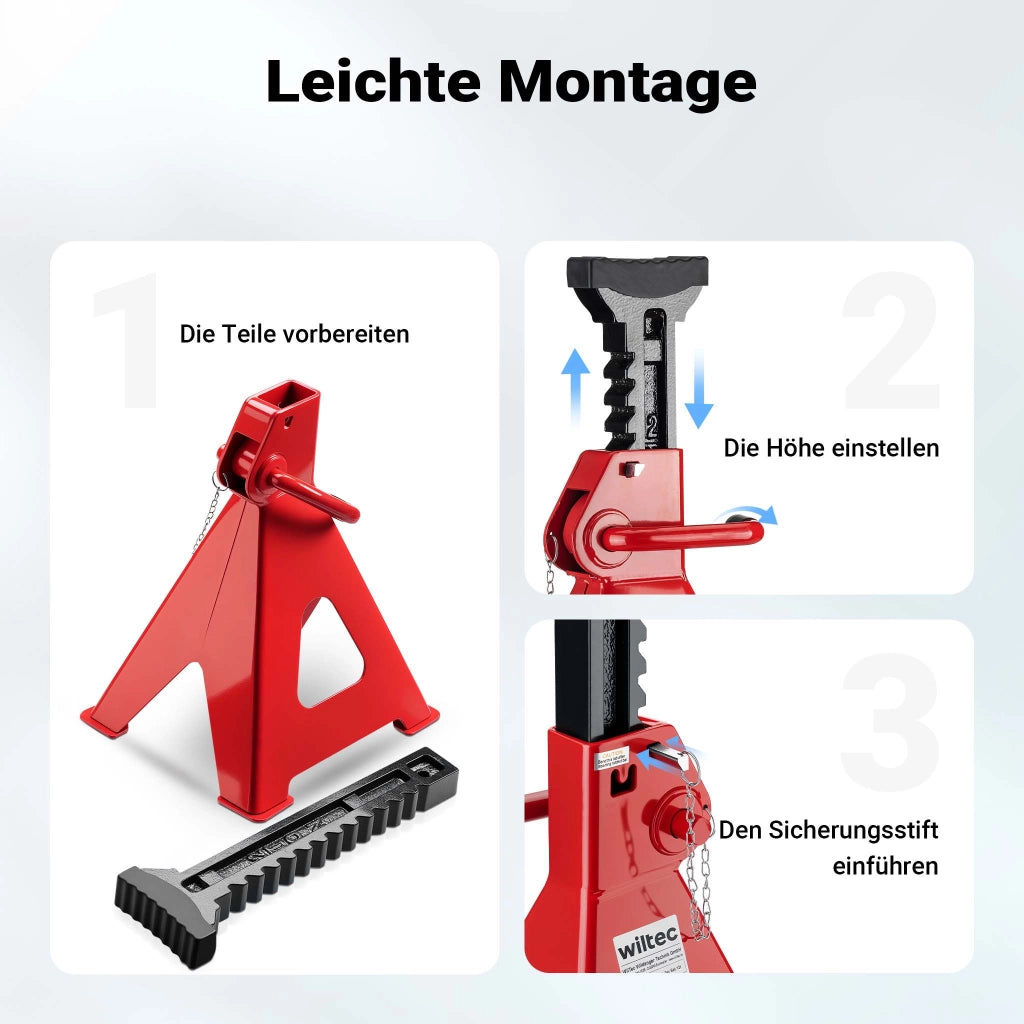 Set di 2 cavalletti auto, cavalletti per carrozzeria, capacità 12 tonnellate/coppia, altezza regolabile 49-75 cm, testa in gomma antiscivolo