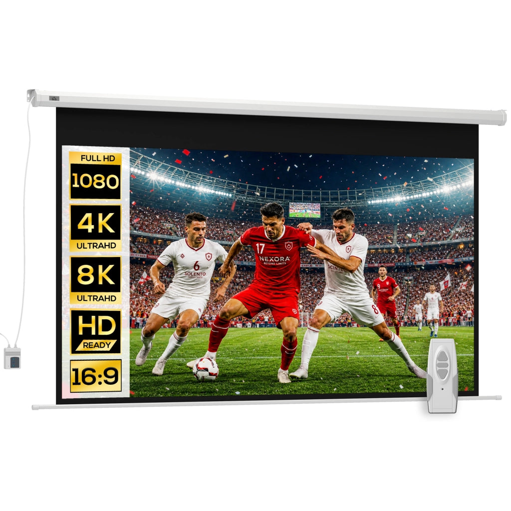 Schermo Motorizzato per Proiettore 100' 16:9 ¨C Xylo ¨C Bianco 251x168 cm con Telecomando