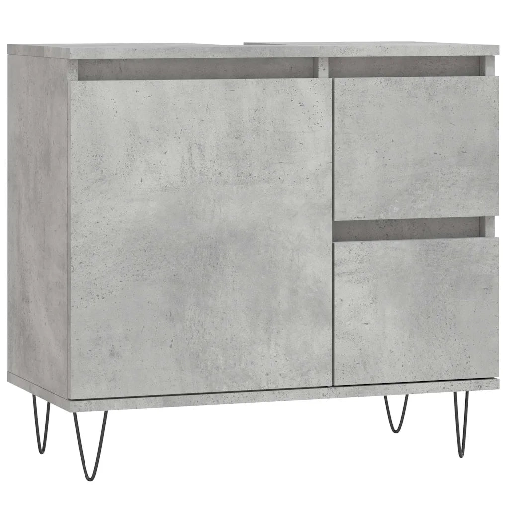 Armadietto da Bagno Grigio Cemento 65x33x60cm Legno Multistratocod mxl 104128