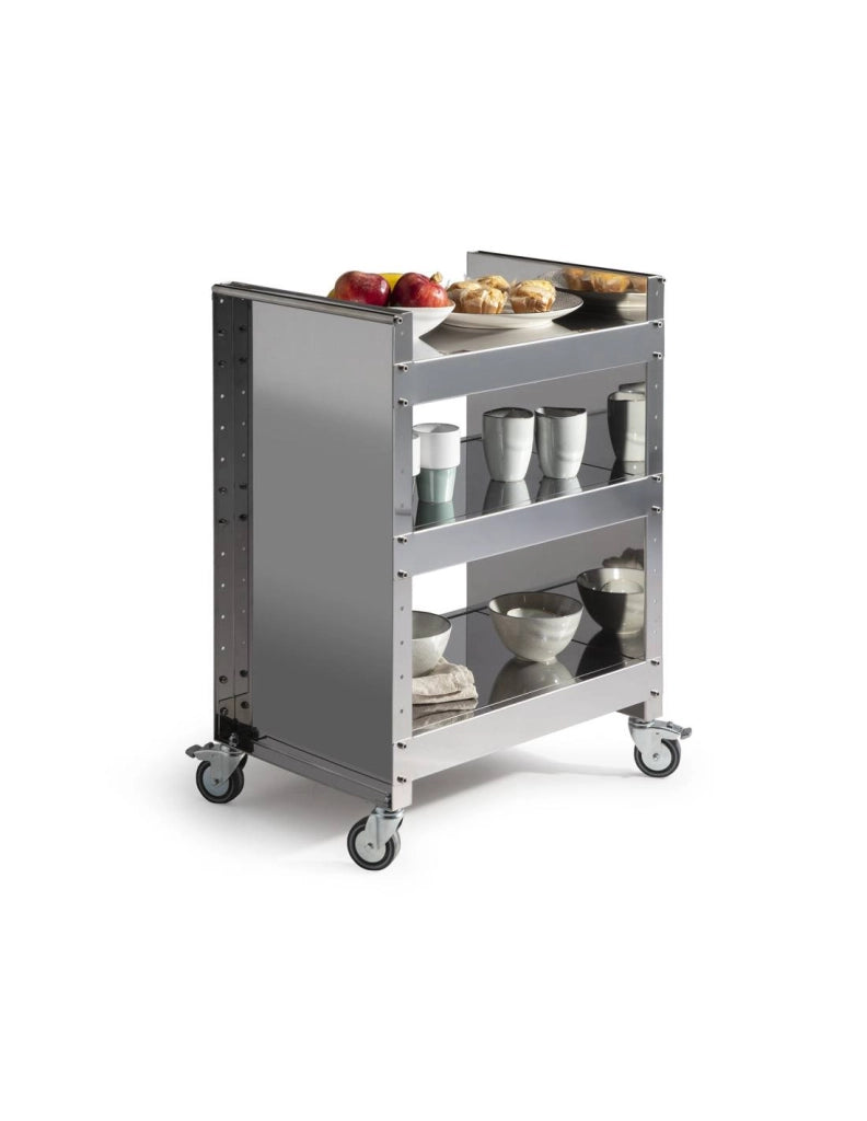 Carrello con ruote portatutto in acciaio inox, 3 ripiani regolabili, TEO