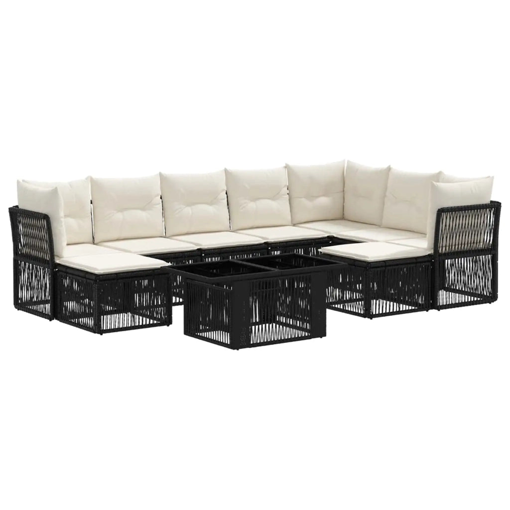 Set Divano da Giardino 10 pz Nero polyrattan 3436573