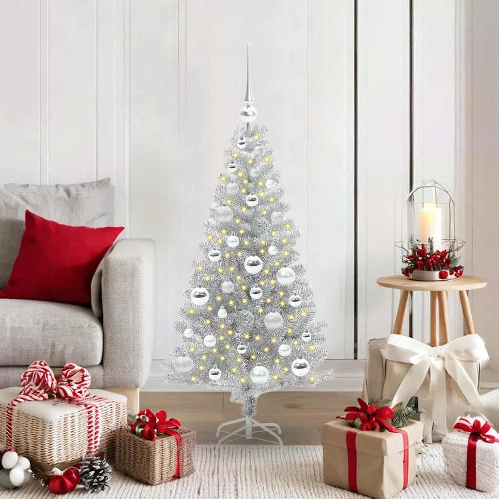 Albero di Natale con 150 LED con supporto Argento 120 cm PET 3396657