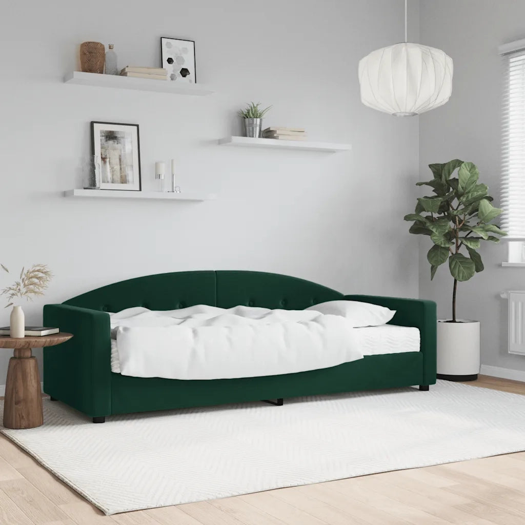 Divano Letto con Materasso Verde Scuro 80x200 cm in Velluto 3197272