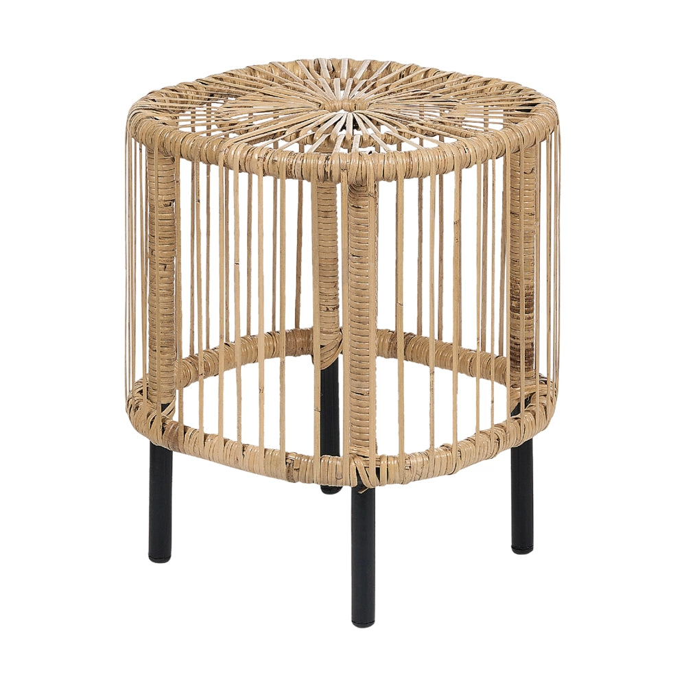 Set di 2 tavoli in rattan nero naturale fatti a mano resistenti ai raggi UV boho interno ed esterno stile boho