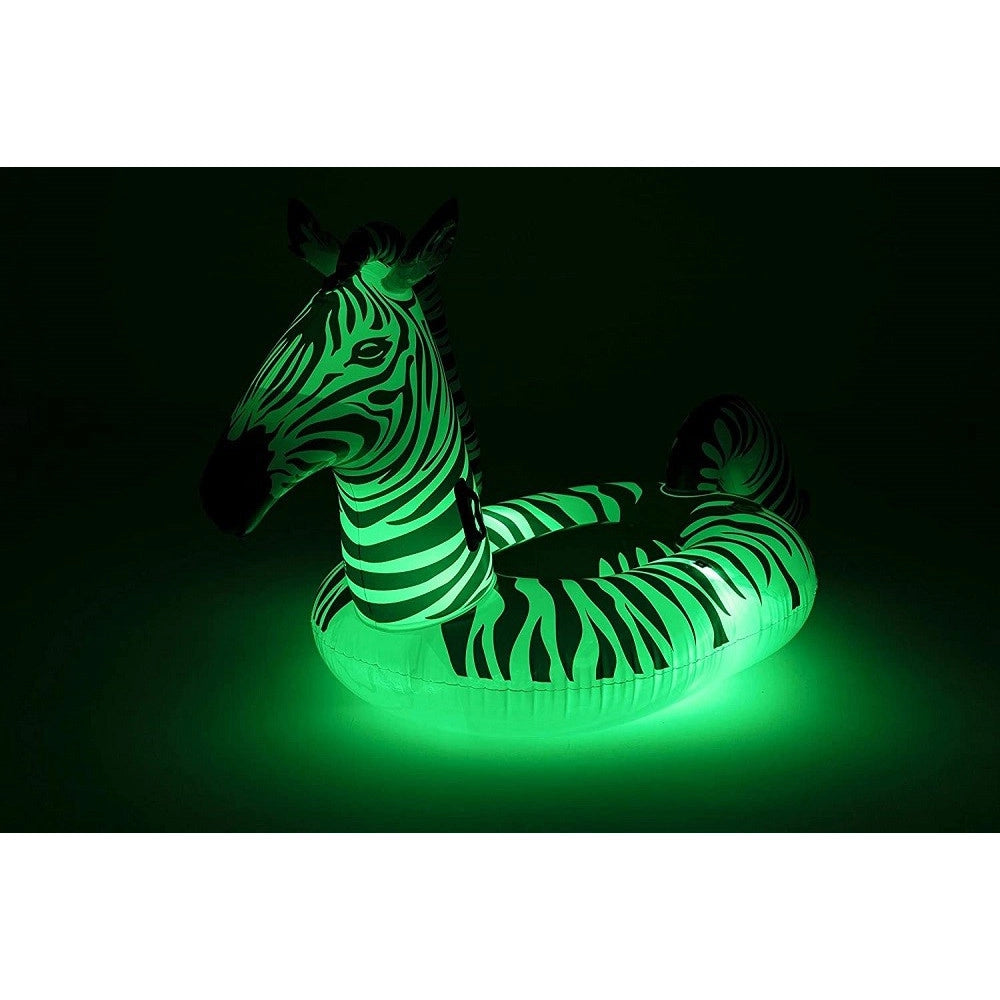 Trade Shop - Cavalcabile Fashion Gonfiabile Zebra Gigante Con Luci Led Piscina 254x142cm 41406 -