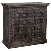 Credenza in legno intagliato nero 97x41x90h cm