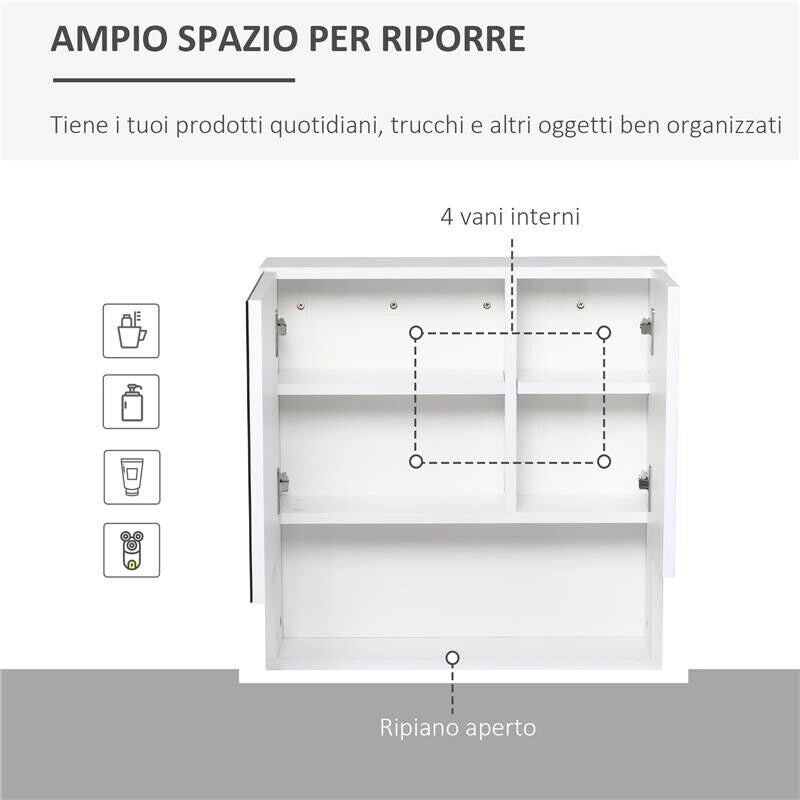ARMADIETTO SPECCHIERA CON FISSAGGIO A MURO 54X15X55 CM BIANCO
