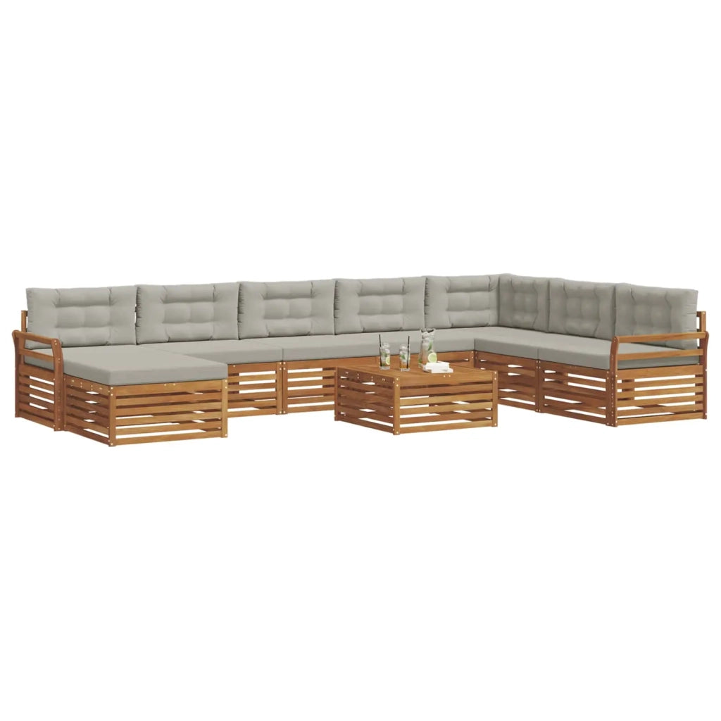 Set di divani da esterno 9 pcs Grigio Naturale e Chiaro 3373981