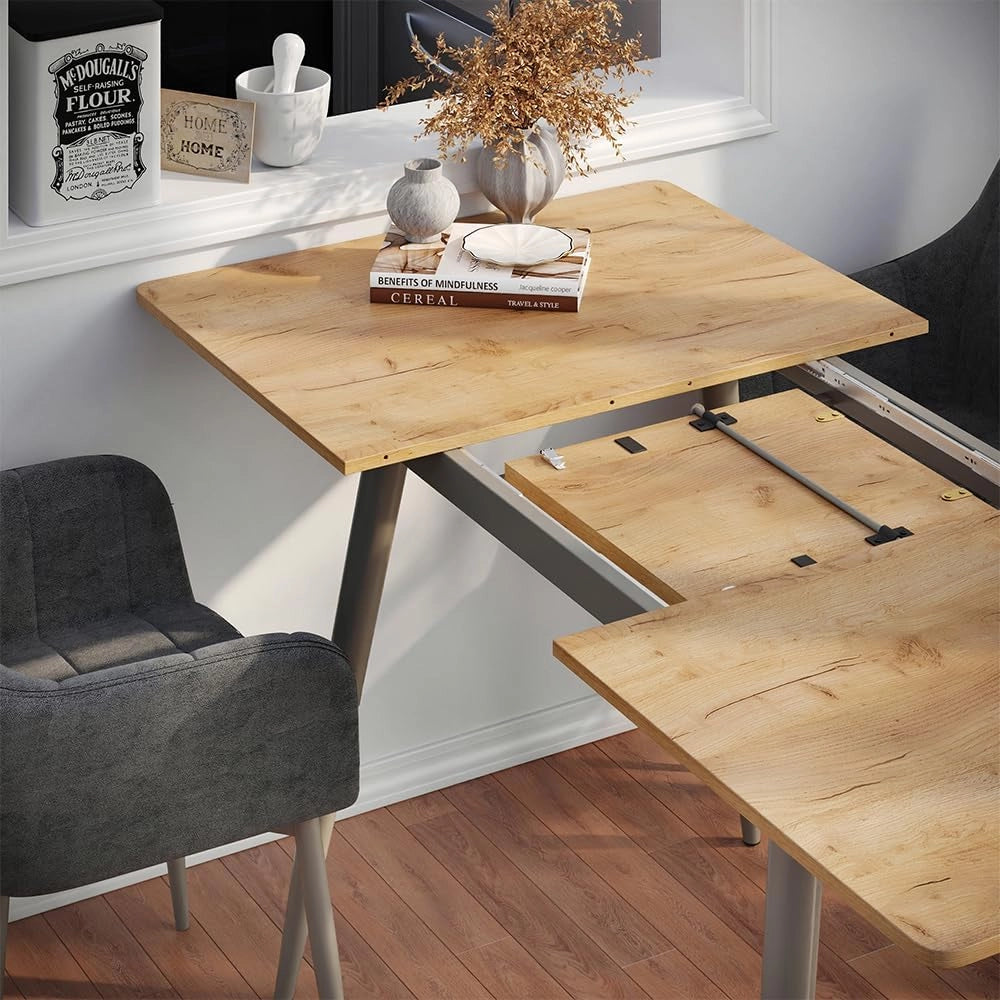 tavolo da pranzo allungabile Beaver, Rovere Goldkraft/Grigio, 120 x 80 cm Estensibile, per un utilizzo flessibile come tavolo da pranzo o da lavoro