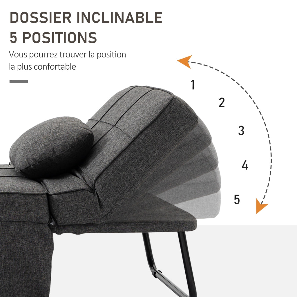 Poltrona letto inclinabile ¨C Zephmum ¨C Grigio, Tela di lino, 200 kg
