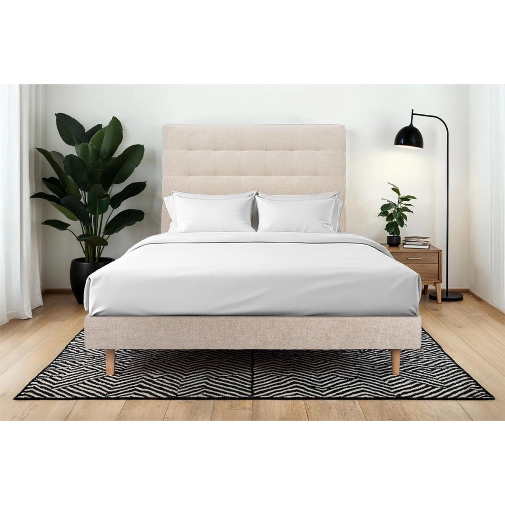 Letto 135x190 cm con testata imbottita - Tessuto Tela opaca