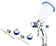 Spruzzatore ad aria per verniciare - 3 bocchette intercambiabili - 14 mm 17 mm 20 mm - bocchetta in acciaio inossidabile - 2 x 600 ml capacità - attrezzo per verniciatura ad aria per auto e mobili