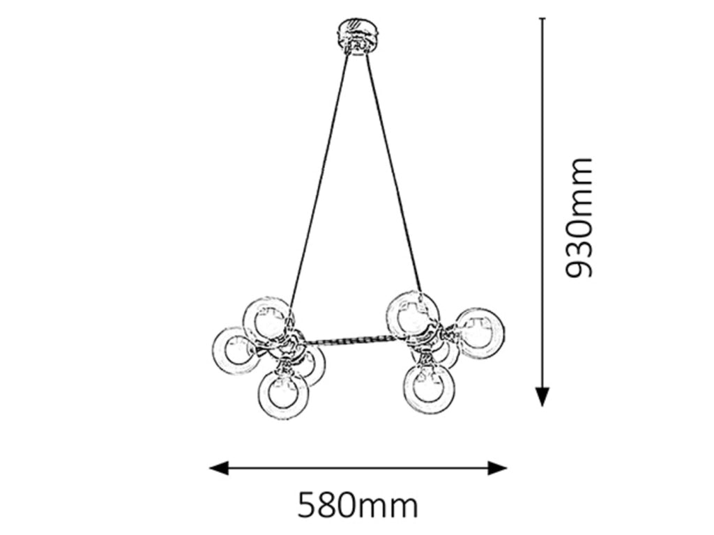 Lampada a sospensione Rabalux Briella cromata 8xG9
