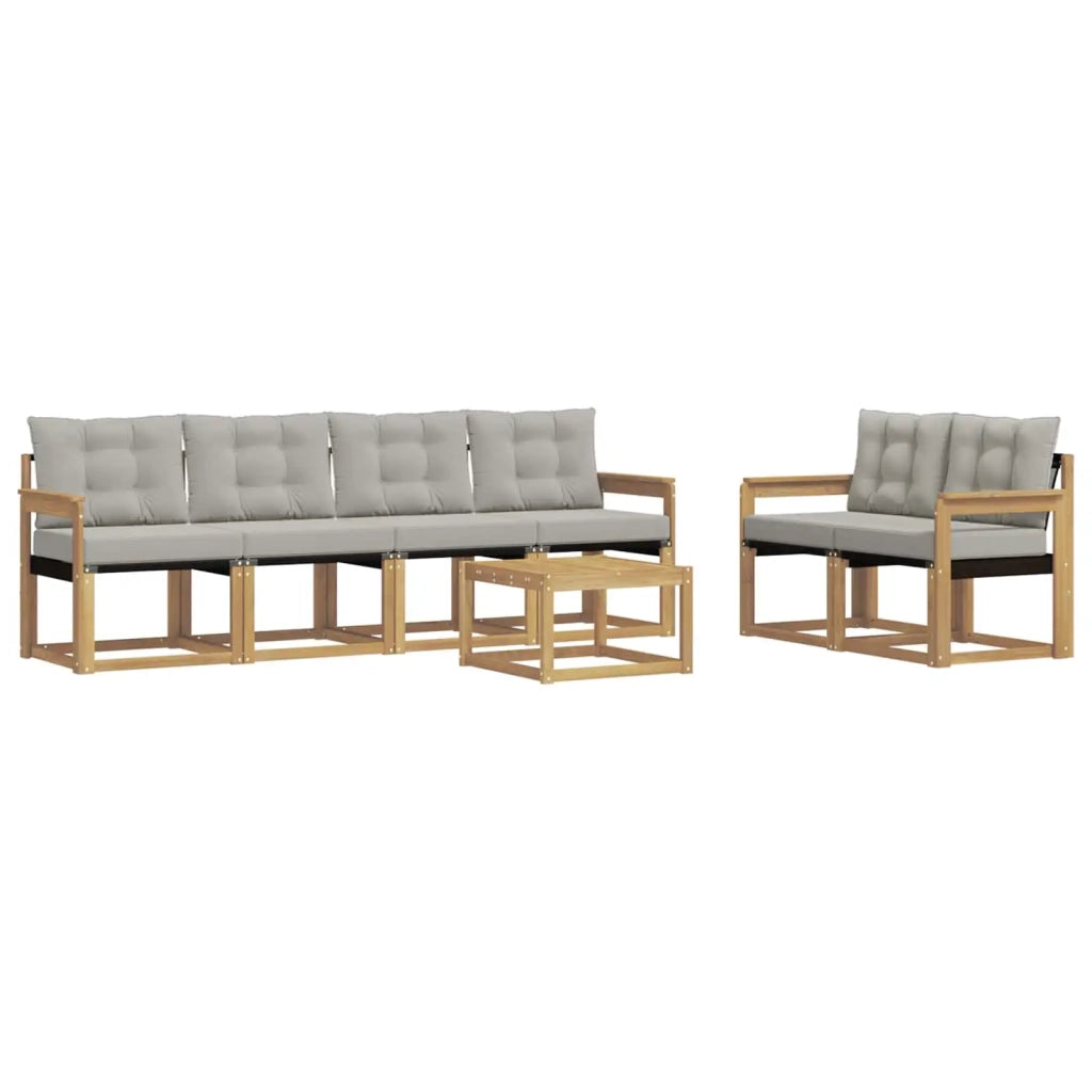 Set di divani da esterno 7 pcs Bianco e Grigio Chiaro