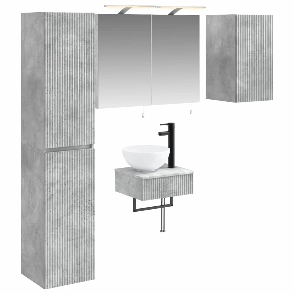 Set di mobili per il bagno 5 pcs Grigio Cemento 3407242