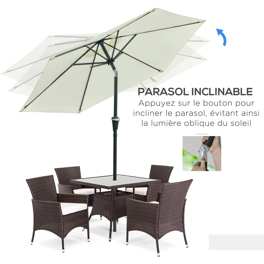 Ombrellone da giardino esagonale inclinabile ¨C zephmum ¨C crema metallo poliestere 230x216 cm