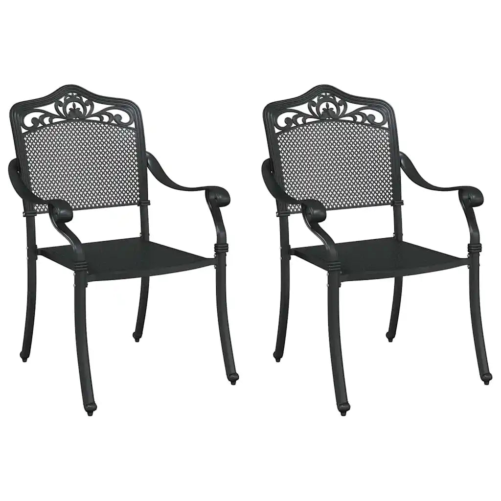 Sedia da Giardino 2 pz | Sedie da Esterno Nero 55 x 55 x 92,5cm Alluminio