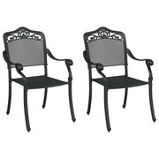 Sedia da Giardino 2 pz | Sedie da Esterno Nero 55 x 55 x 92,5cm Alluminio