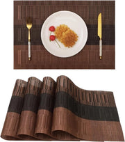 Set di 4 piastre per tavola in pelle artificiale - con effetto colore e strisce - lavabile - robusta - resistente al calore e facile da pulire - realizzata in vinile tessuto - per interni ed esterni, cucina e tavolo da pranzo
