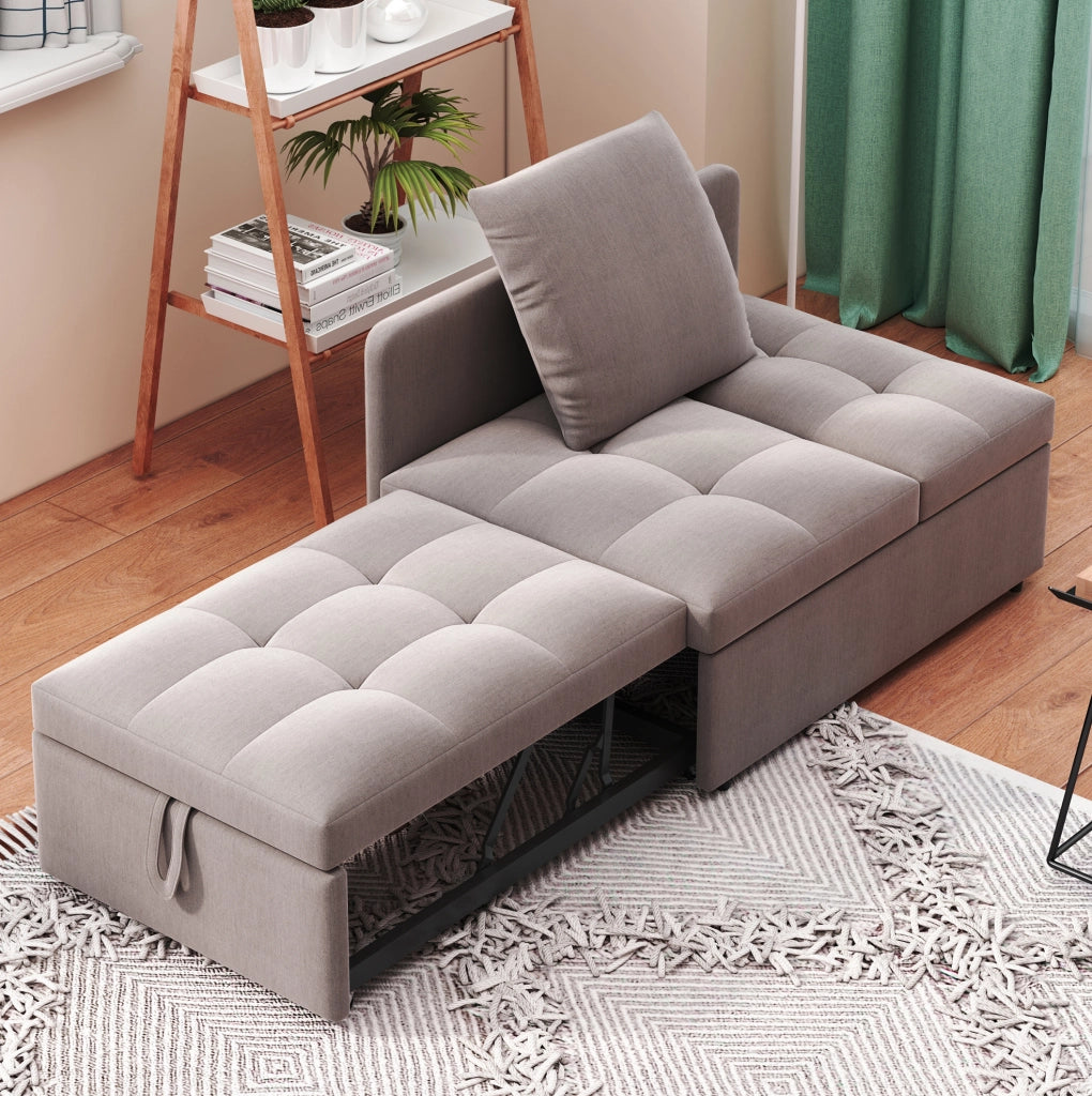 Divano letto 3 in 1 con schienale regolabile a 5 posizioni; 177x68x65 cm; grigio