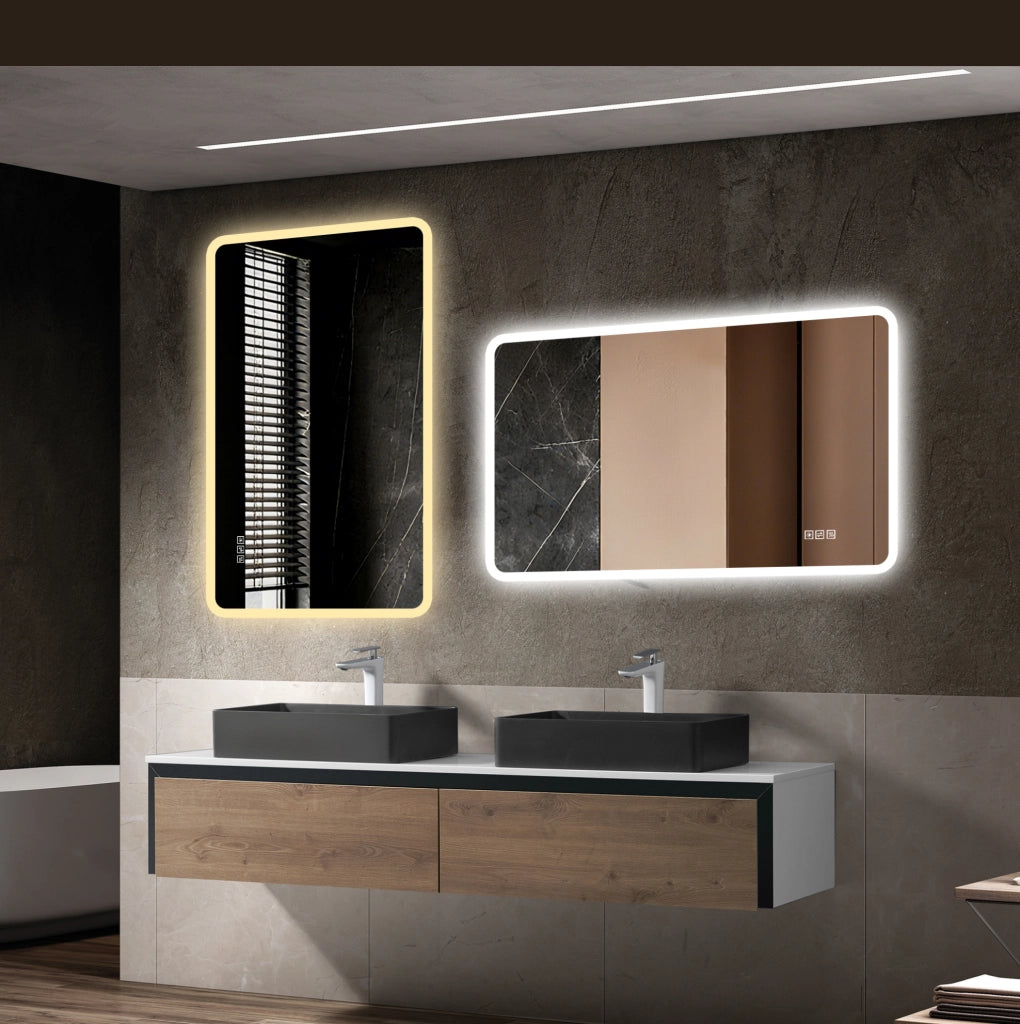 Specchio LED da bagno 60x100 cm argento, antiappannamento, orizzontale o verticale