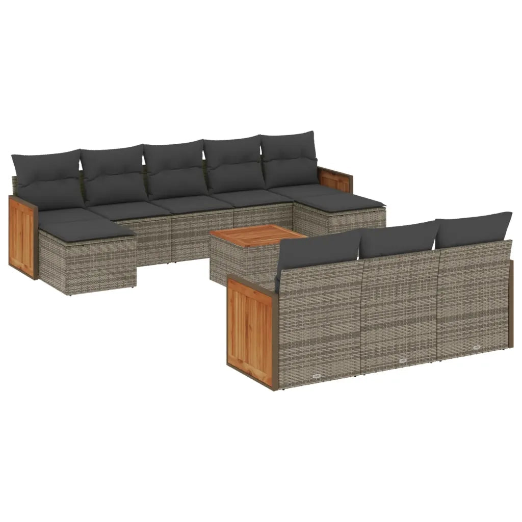 Set Divani da Giardino 11 pz con Cuscini in Polyrattan Grigiocod mxl 114294