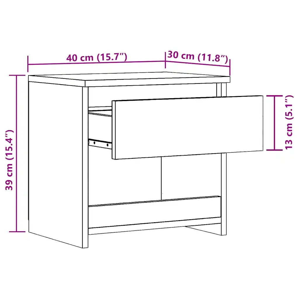 Comodini 2pz Rovere Artigianale 40x30x39cm in Legno Multistrato 856409