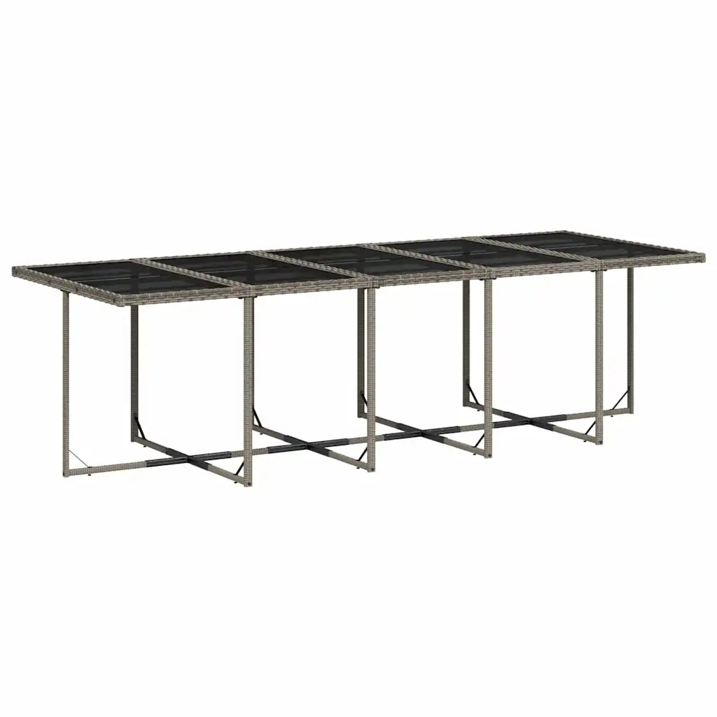 Set da Pranzo da Giardino 11pz con Cuscini in Polyrattan Grigio