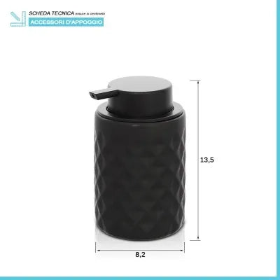 Dispenser sapone nero da appoggio in ceramica Cristal