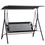 Dondolo da Giardino Terrazza 2 Posti con Tettuccio Regolabile in Metallo e Texteline 172x110x155cm Nero