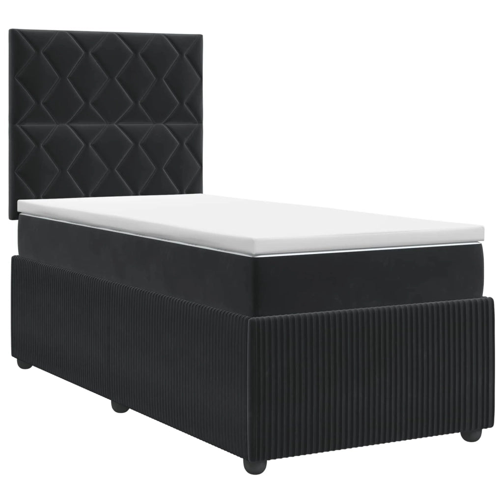 Letto box spring con materasso Nero 100 x 200 cm Velluto 3454555