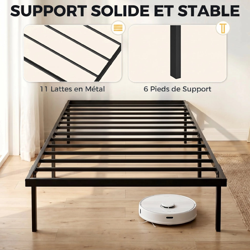 Letto singolo con contenitore ¨C Xylo ¨C metallo nero 90x200 cm con rete a doghe