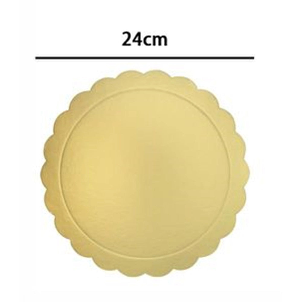 Trade Shop - Set 3 Pz Base Per Torta Rotonda Piatto Sottotorta Dorato 24 Cm Con Bordino 31161 -
