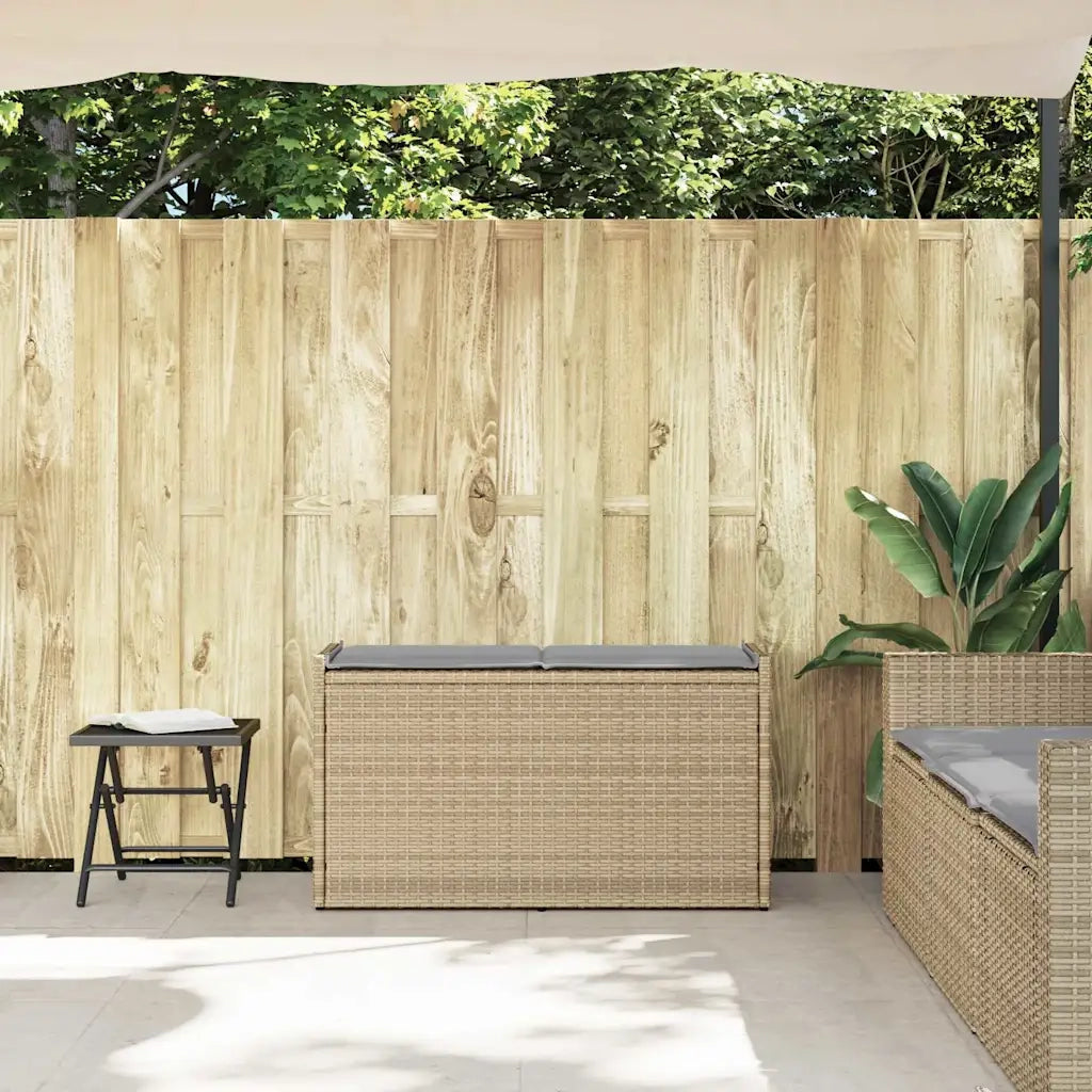 Cassapanca da Esterno con Cuscino Beige 100 cm in Polyrattan 4104063