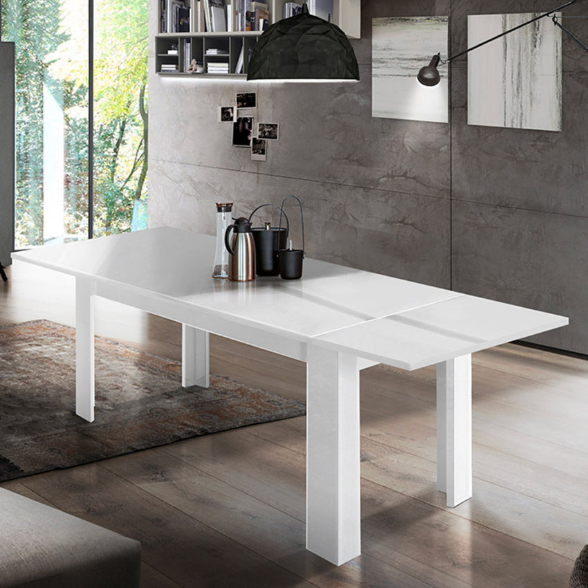 Tavolo Allungabile JESI 140, Design Moderno, Colore Bianco Lucido
