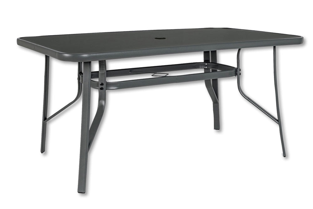 Tavolo rettangolare in acciaio 150X90 con foro centrale