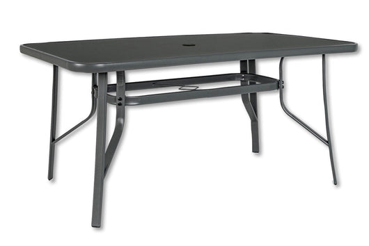 Tavolo rettangolare in acciaio 150X90 con foro centrale