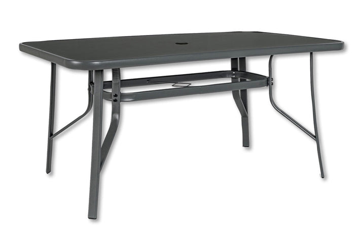 Tavolo rettangolare in acciaio 150X90 con foro centrale