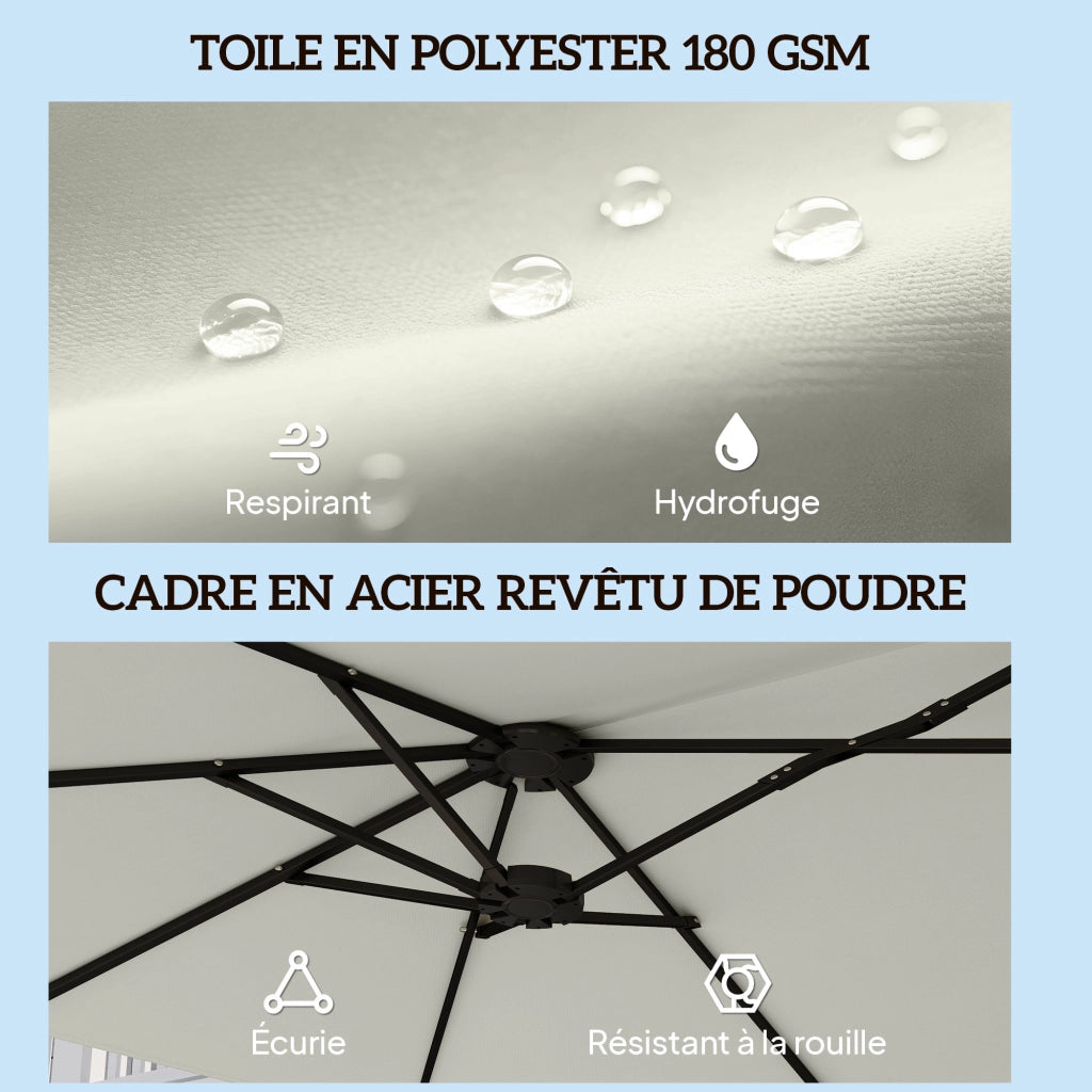 Ombrellone da giardino esterno 4.6 m con manovella e protezione UV50+, custodia ¨C zephmum ¨C crema