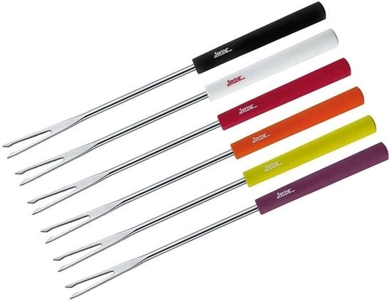 Fonduta di carne - forchette colorate e pratiche - 6 pezzi - acciaio inox