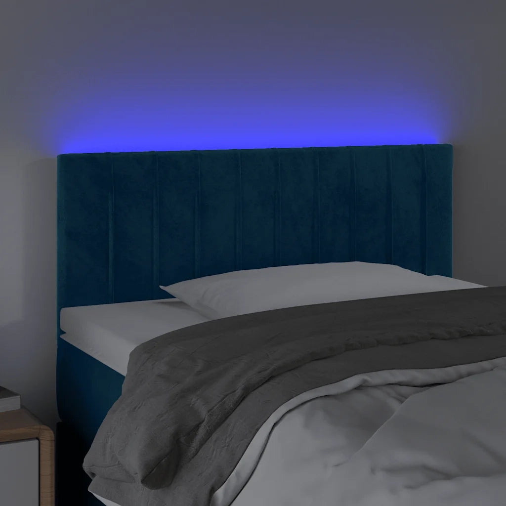 Testiera a LED Blu Scuro 100x5x78/88 cm in Velluto