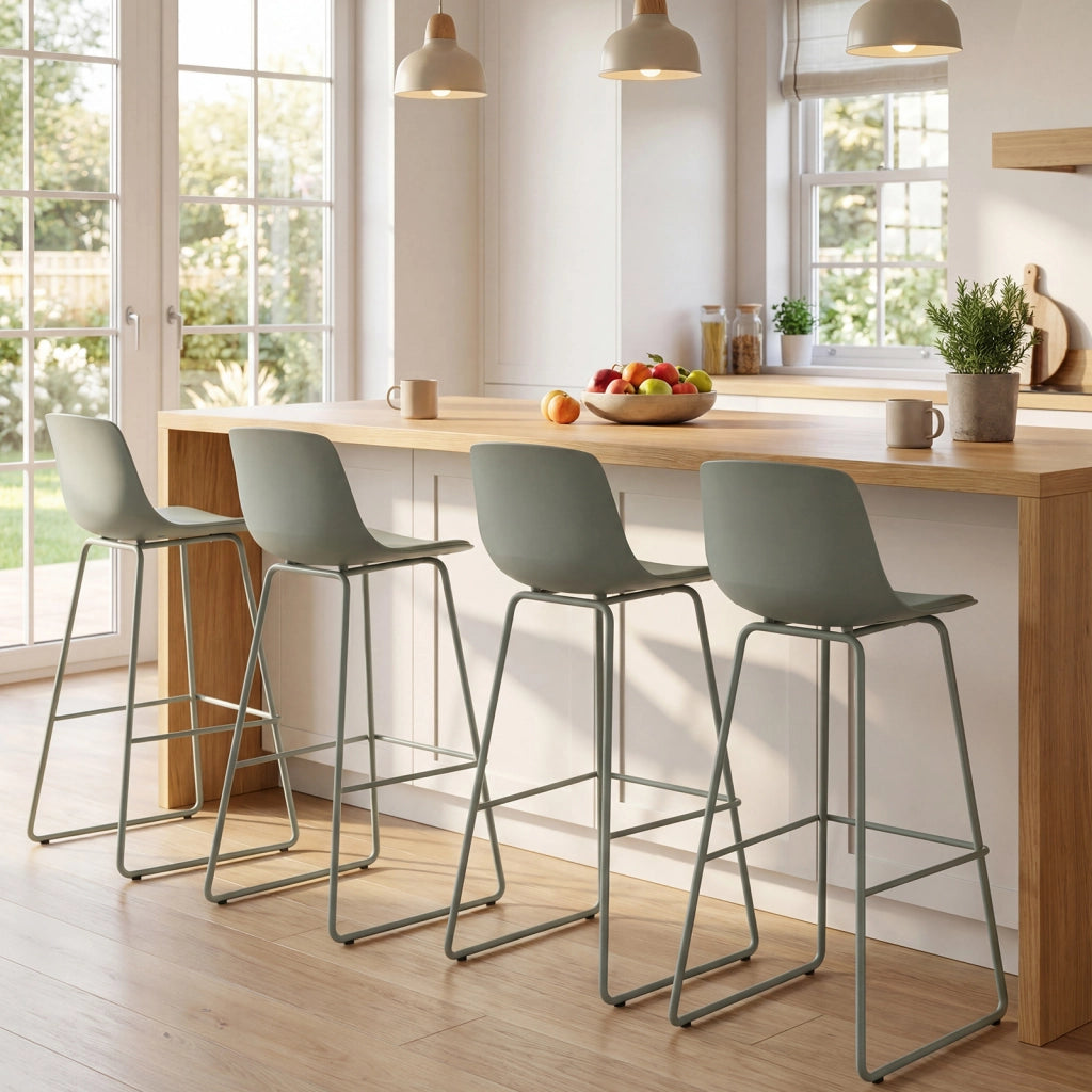 Sgabello bar 4 pz ecopelle schienale imbottito morbido poggiapiedi, Sgabello metallo gambe moderno isola cucina sala pranzo