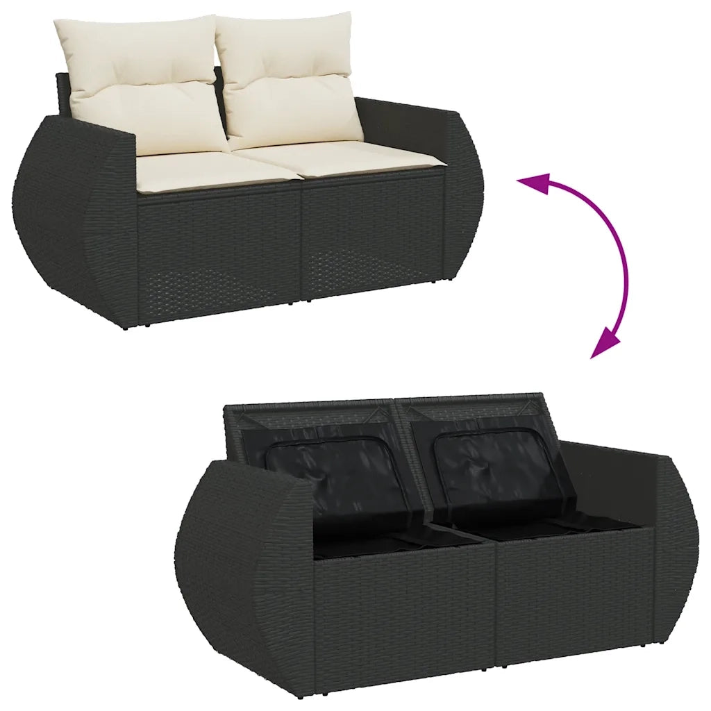 Set Divani da Giardino con Cuscini 7pz Nero Polyrattan 3325843