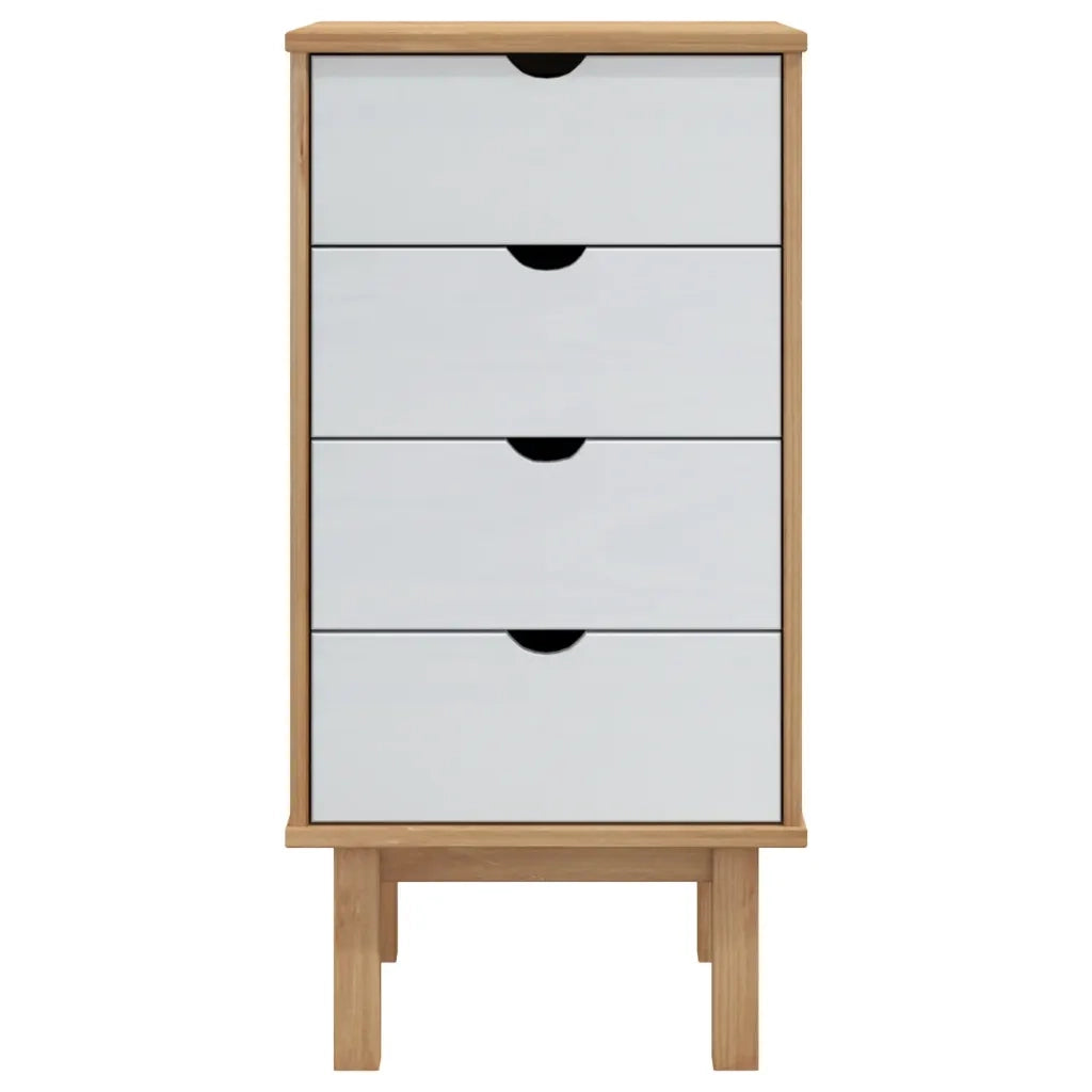 Cassettiera OTTA Marrone e Bianco 45x39x90 cm in Legno di Pino 348581