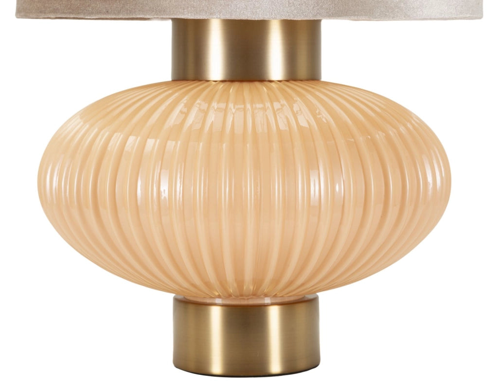 Lampada da Tavolo Perly Ø33x49 cm in Vetro e Ferro e Tessuto Perla e Oro